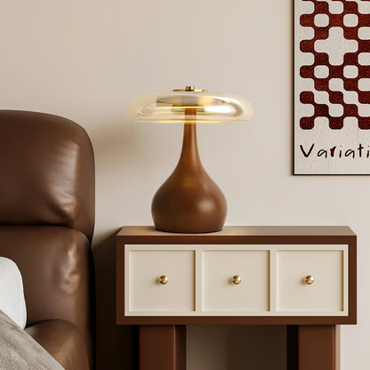 Lampe de Table LED en Verre et Bois – Design Andi