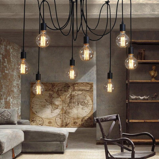 Suspension Moderne, Spider Design Réglable, 40–60W, Noir
