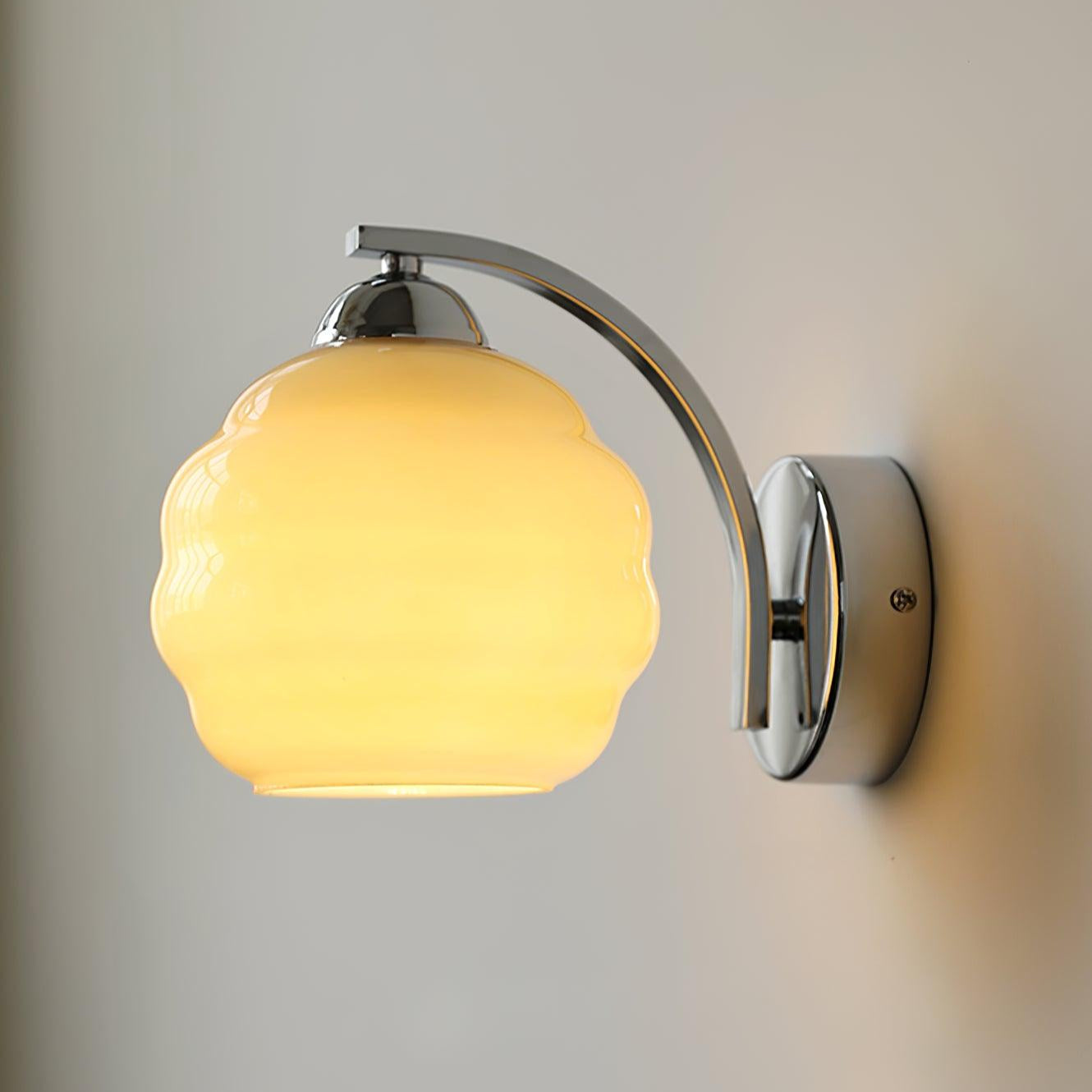 Applique Murale Vintage, Verre Dépoli, Doré ou Chromé