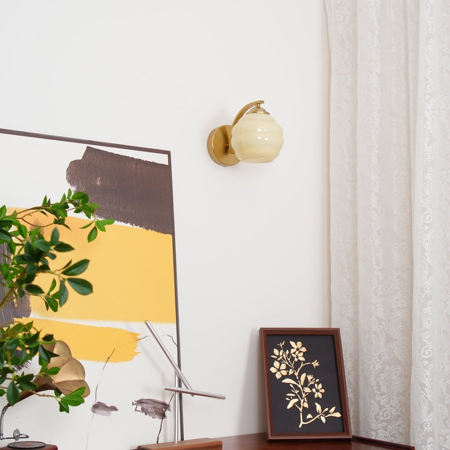 Applique Murale Vintage, Verre Dépoli, Doré ou Chromé