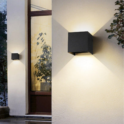 Applique Murale Extérieure LED Cube Noir IP65