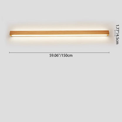 Applique LED Bois Massif, Style Japonais, 60–180 cm