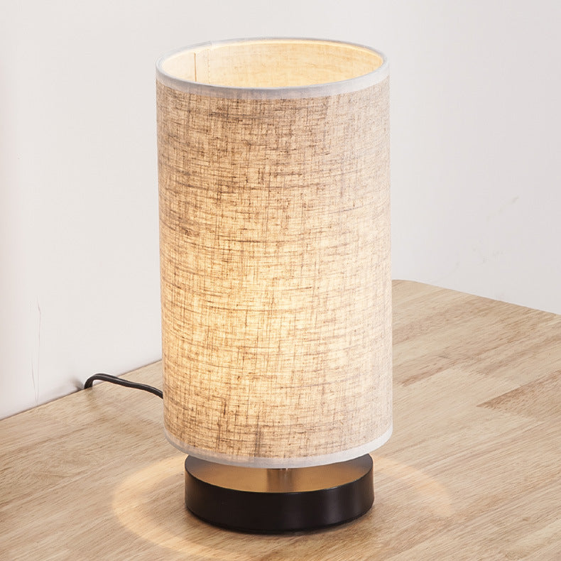 Lampe Cylindre Japonaise en Tissu Beige – Style Zen