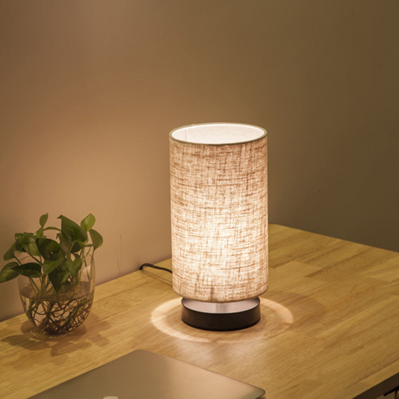 Lampe Cylindre Japonaise en Tissu Beige – Style Zen