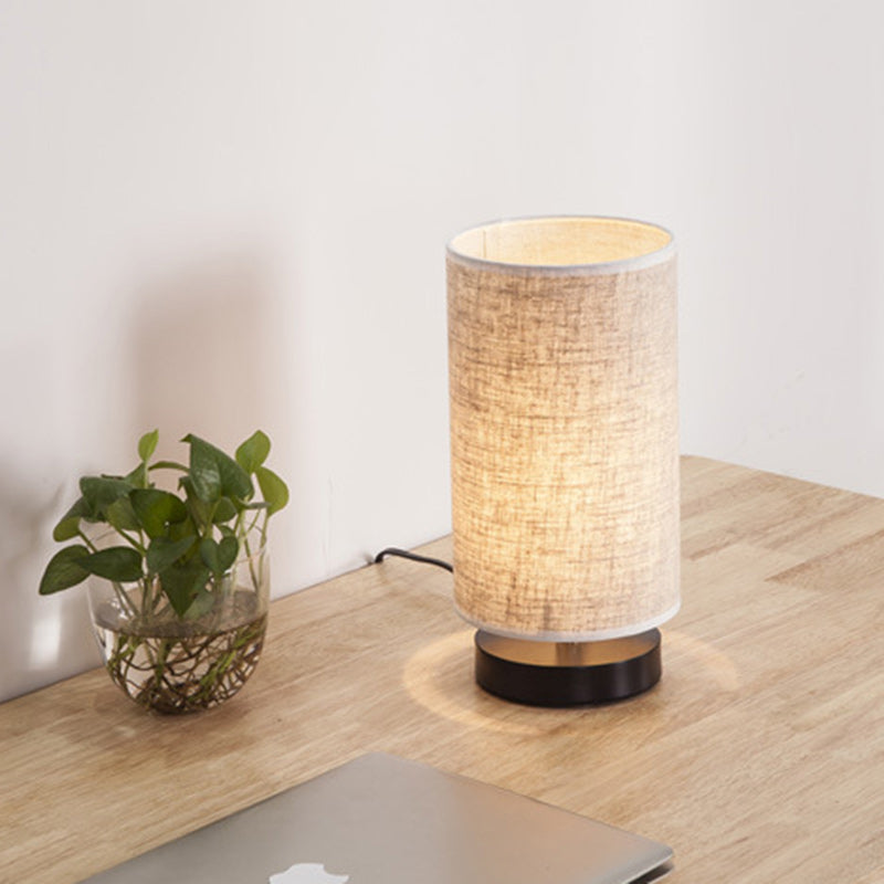 Lampe Cylindre Japonaise en Tissu Beige – Style Zen