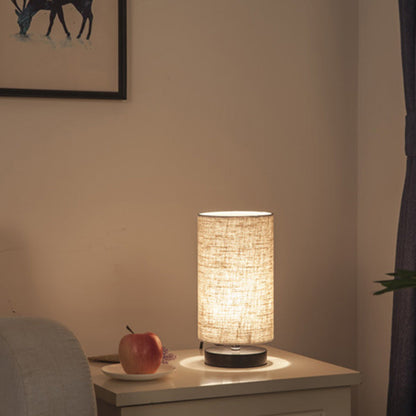 Lampe Cylindre Japonaise en Tissu Beige – Style Zen