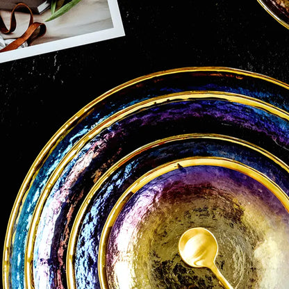 Collection d'assiettes Rainbow Opaque – Élégance irisée en verre transparent