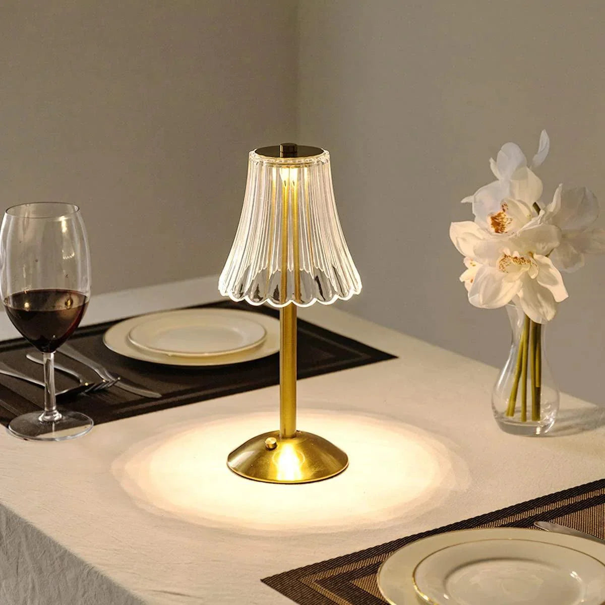 Lampe de Table Sans Fil LED Vintage – Rechargeable & Tactile avec Intensité Réglable