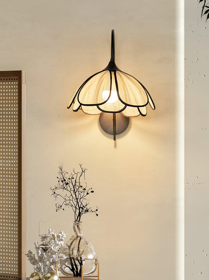 Applique Murale Fleur Japonaise en Fibre Naturelle