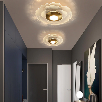 Plafonnier LED Moderne Rond, Acrylique Doré, 10W