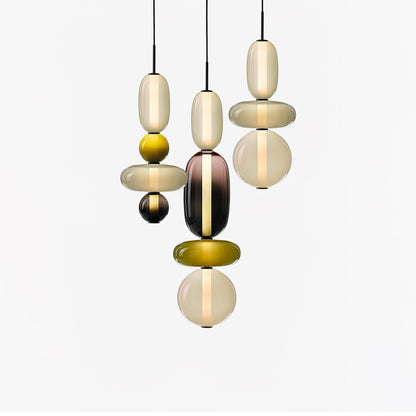 Suspension Moderne en Verre Confit – Élégance Colorée et Design Contemporain