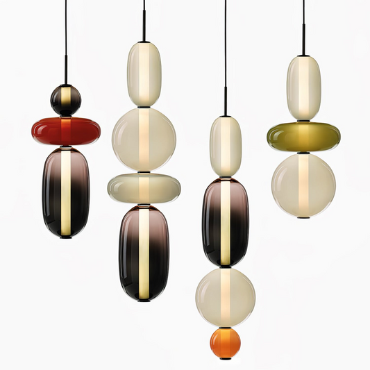 Suspension Moderne en Verre Confit – Élégance Colorée et Design Contemporain