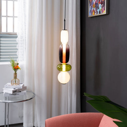 Suspension Moderne en Verre Confit – Élégance Colorée et Design Contemporain