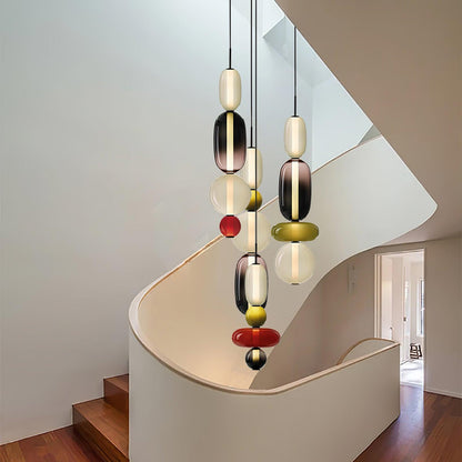 Suspension Moderne en Verre Confit – Élégance Colorée et Design Contemporain