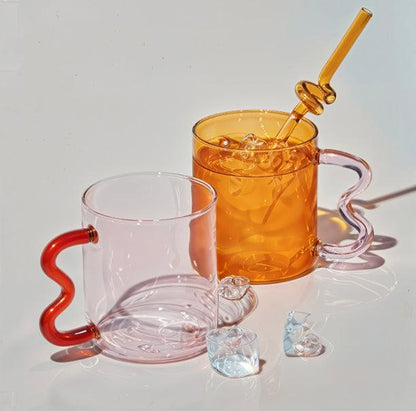 Verre Coloré Artisan – Anse Fantaisie en Relief