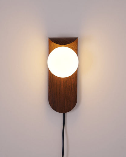 Applique Murale Design, Globe Givré, Bois & Métal, G9