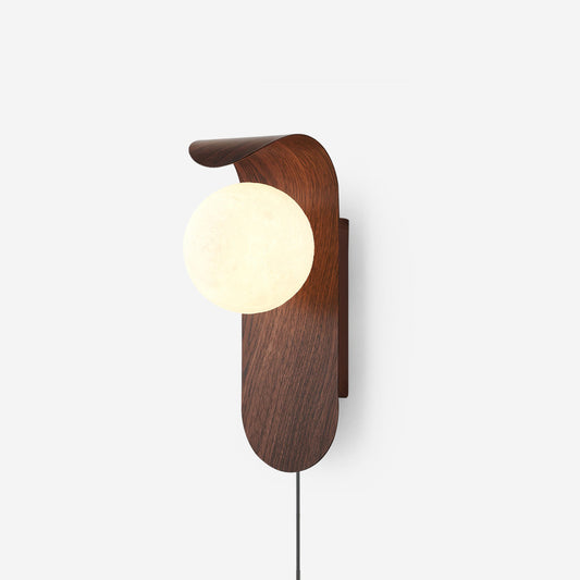 Applique Murale Design, Globe Givré, Bois & Métal, G9