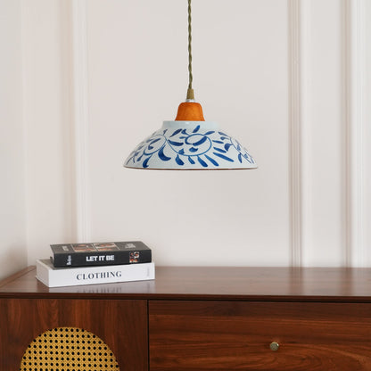 Suspension en Céramique Campbell – Élégance Vintage et Motif Bleu Distinctif