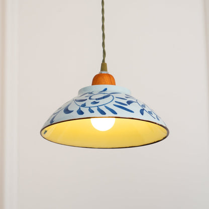 Suspension en Céramique Campbell – Élégance Vintage et Motif Bleu Distinctif