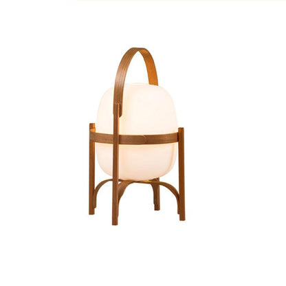 Lampe Nomade en Verre et Bois, Style Lanterne
