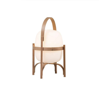 Lampe Nomade en Verre et Bois, Style Lanterne