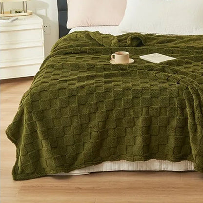 Plaid Polaire à Carreaux Doux et Chaud, Polyester