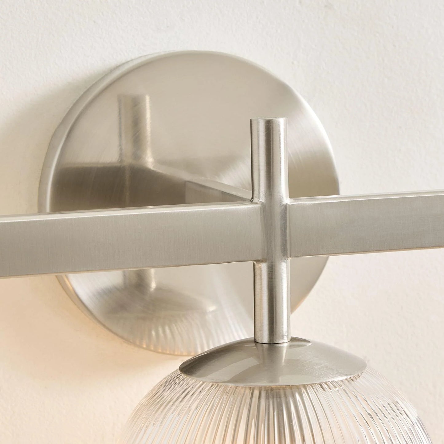 Applique Murale Verre Strié, Finition Cuivre Rustique