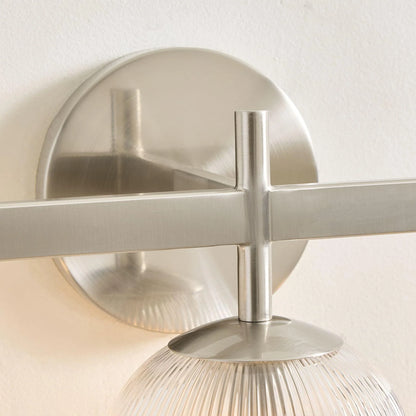 Applique Murale Verre Strié, Finition Cuivre Rustique