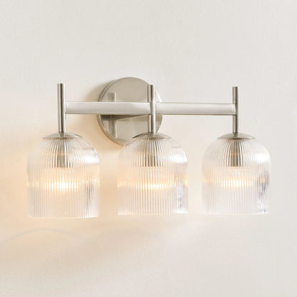 Applique Murale Verre Strié, Finition Cuivre Rustique