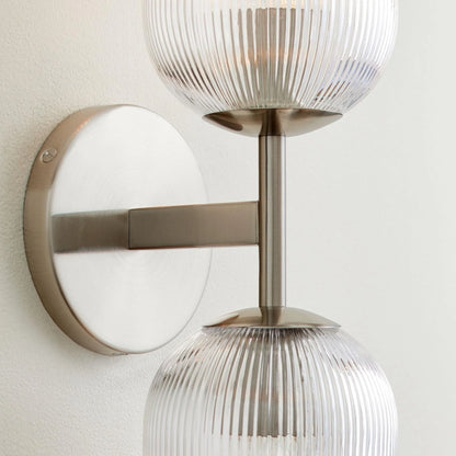 Applique Murale Verre Strié, Finition Cuivre Rustique