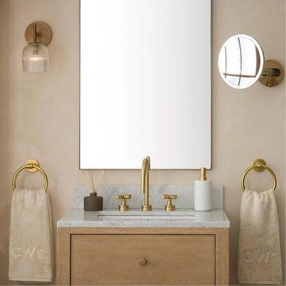 Applique Murale Verre Strié, Finition Cuivre Rustique