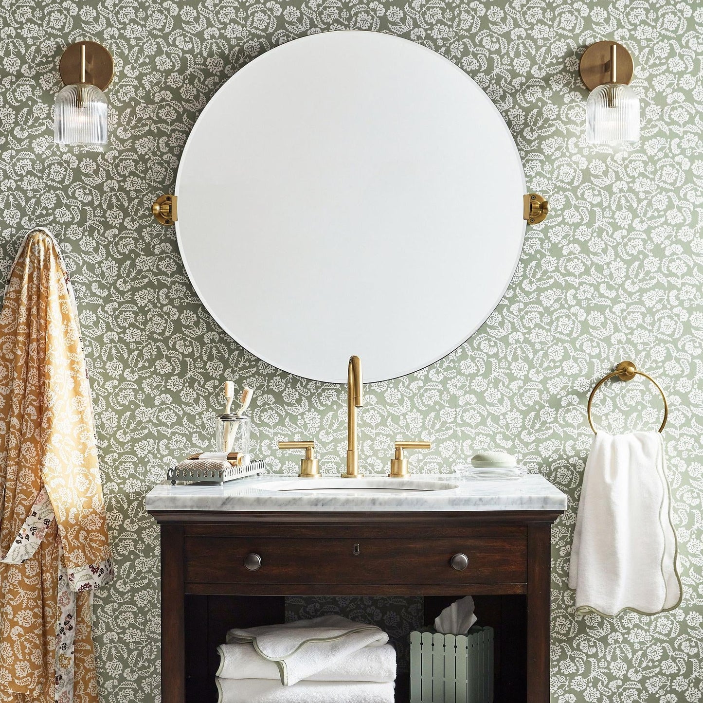 Applique Murale Verre Strié, Finition Cuivre Rustique