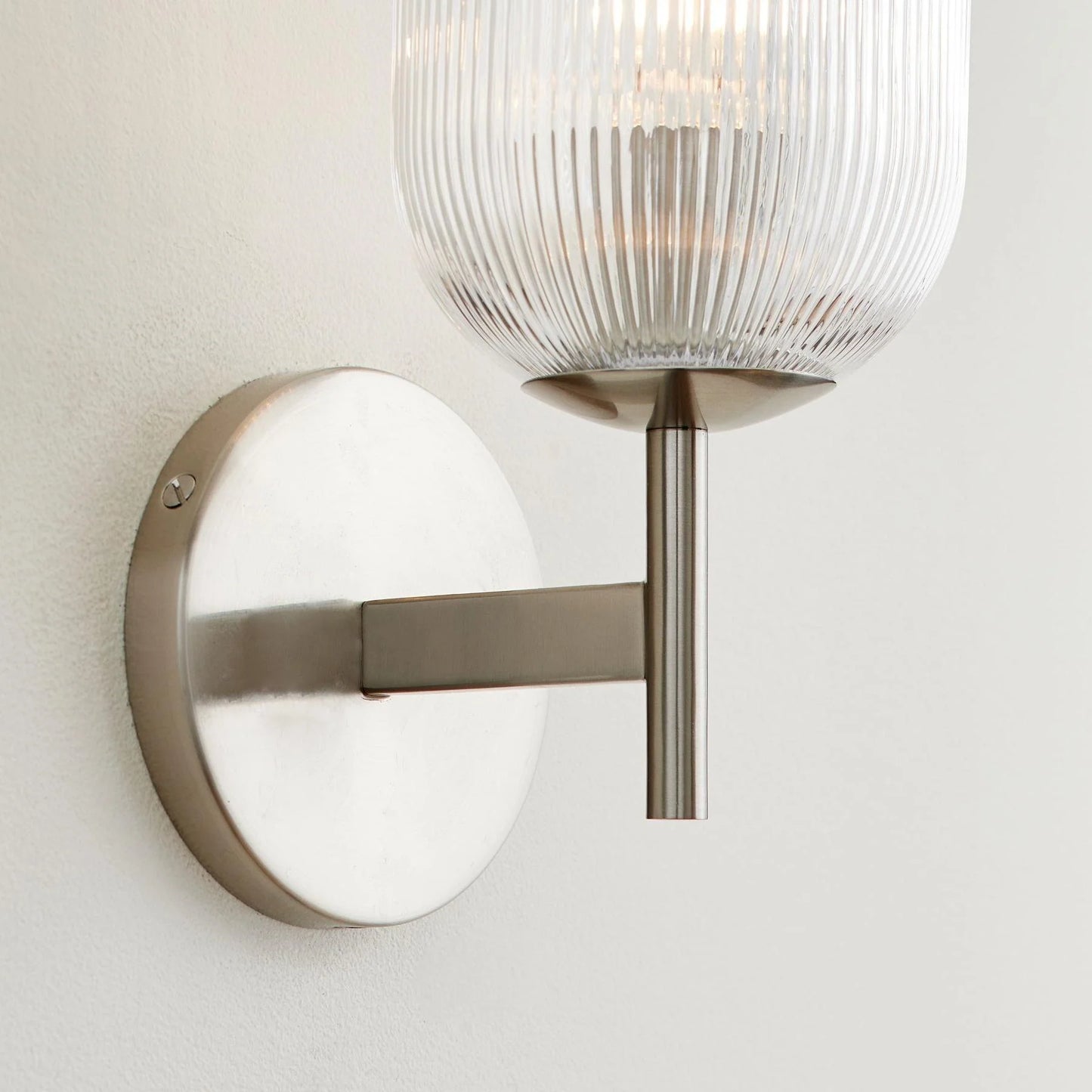 Applique Murale Verre Strié, Finition Cuivre Rustique