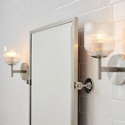 Applique Murale Verre Strié, Finition Cuivre Rustique