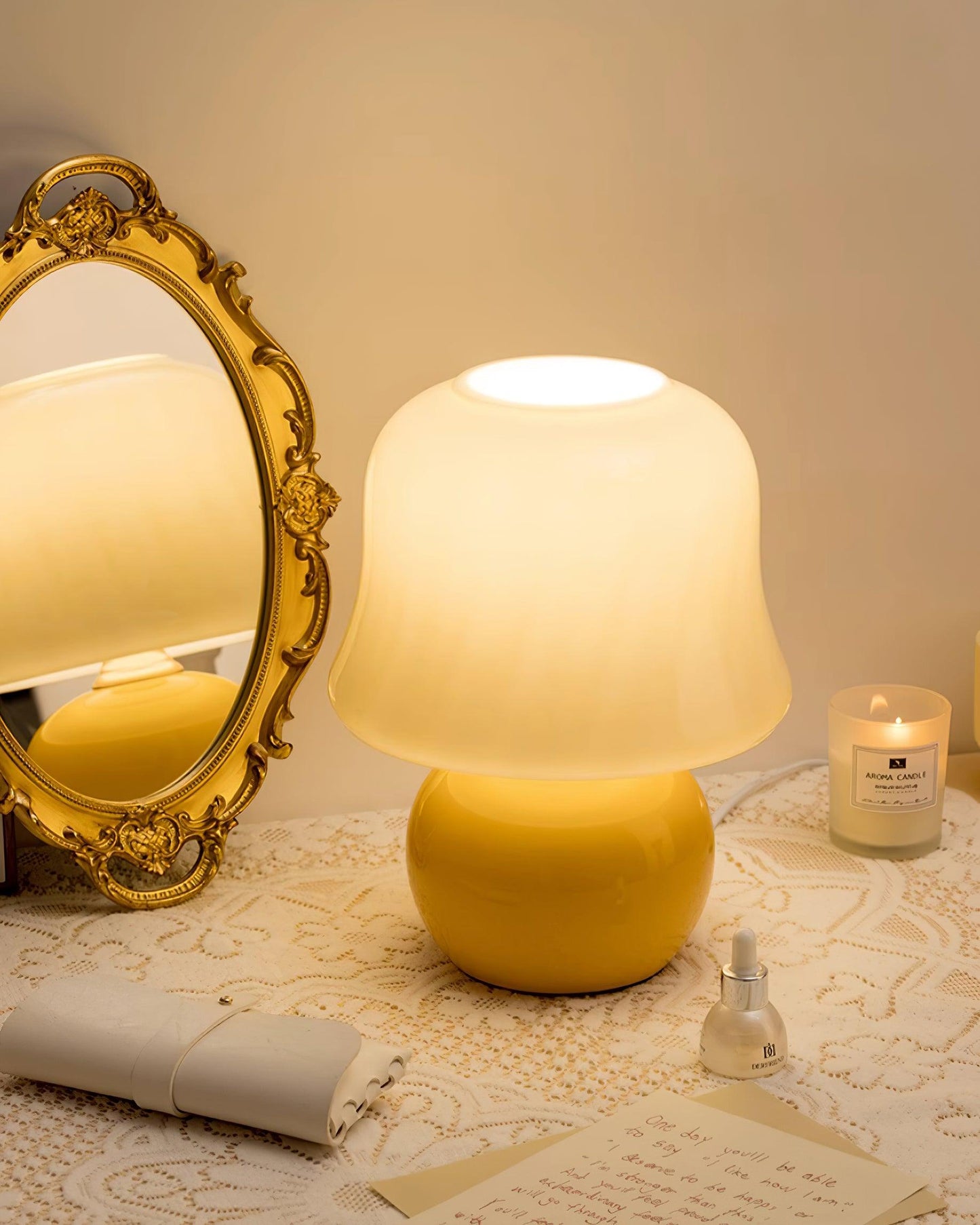 Lampe Champignon en Verre Émail Design Italien