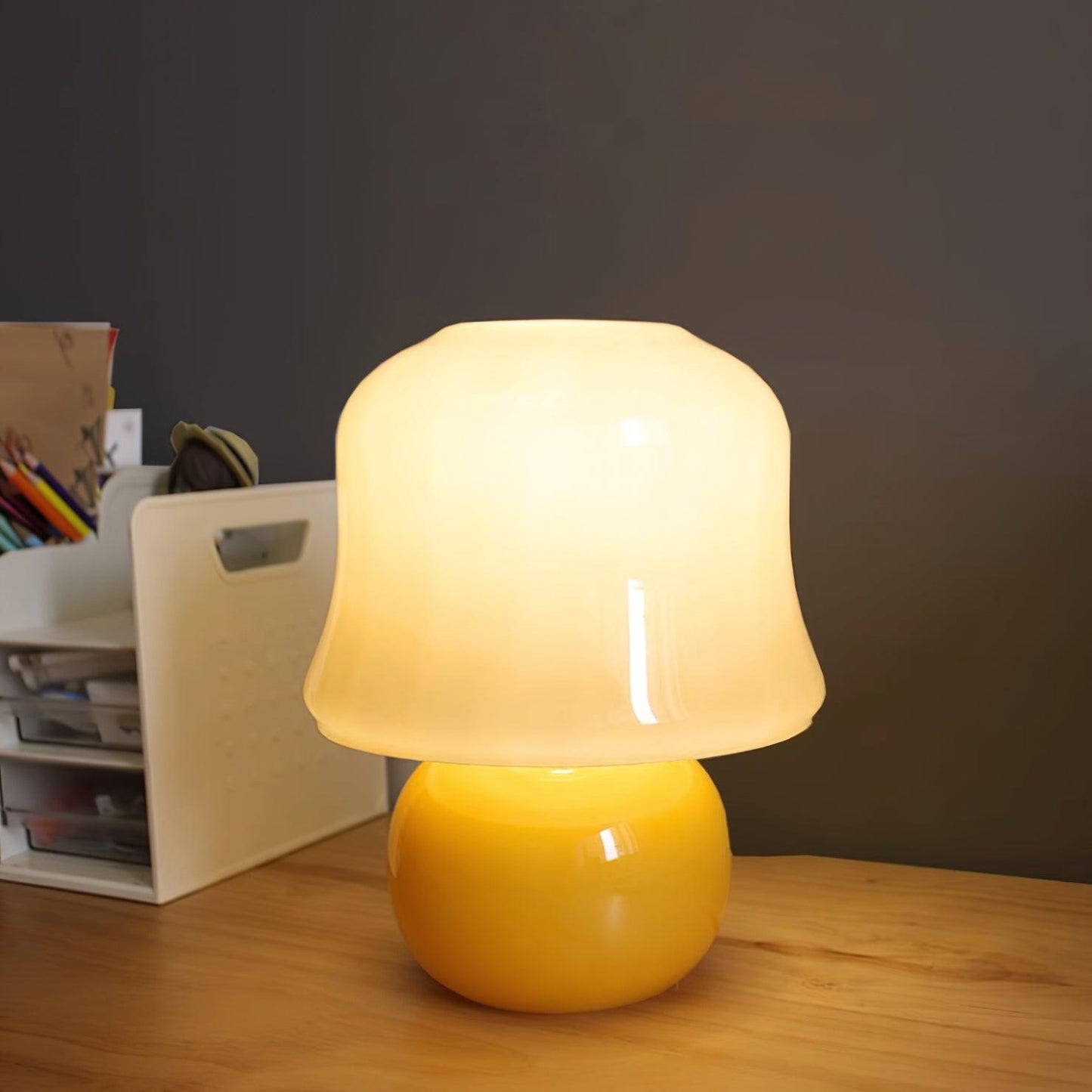 Lampe Champignon en Verre Émail Design Italien