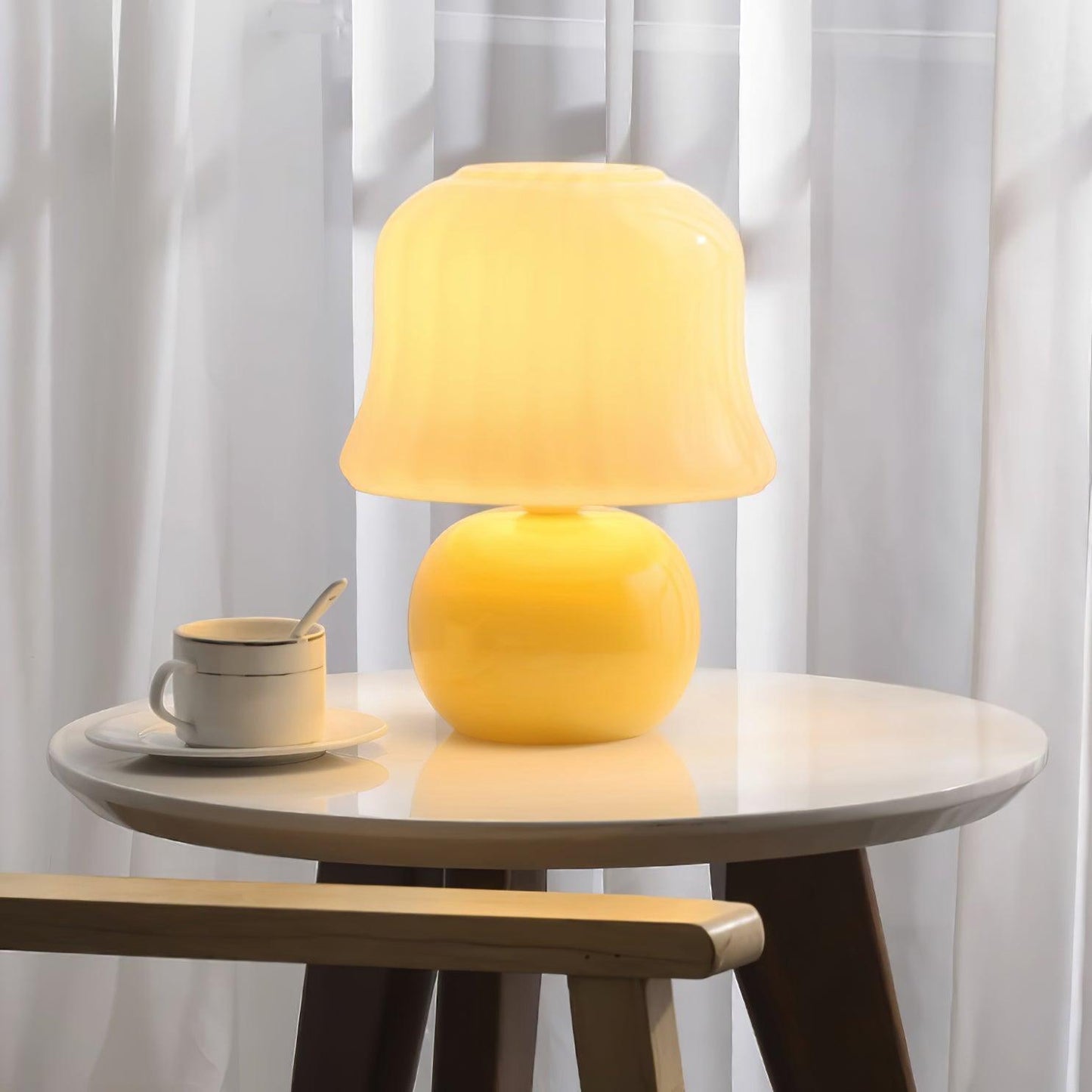 Lampe Champignon en Verre Émail Design Italien