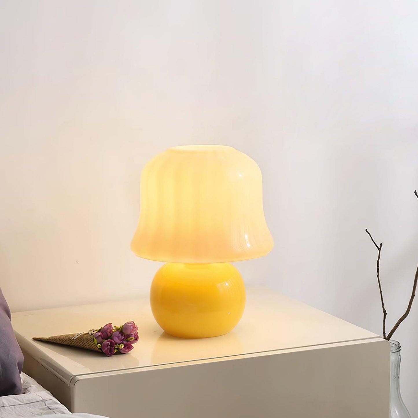 Lampe Champignon en Verre Émail Design Italien