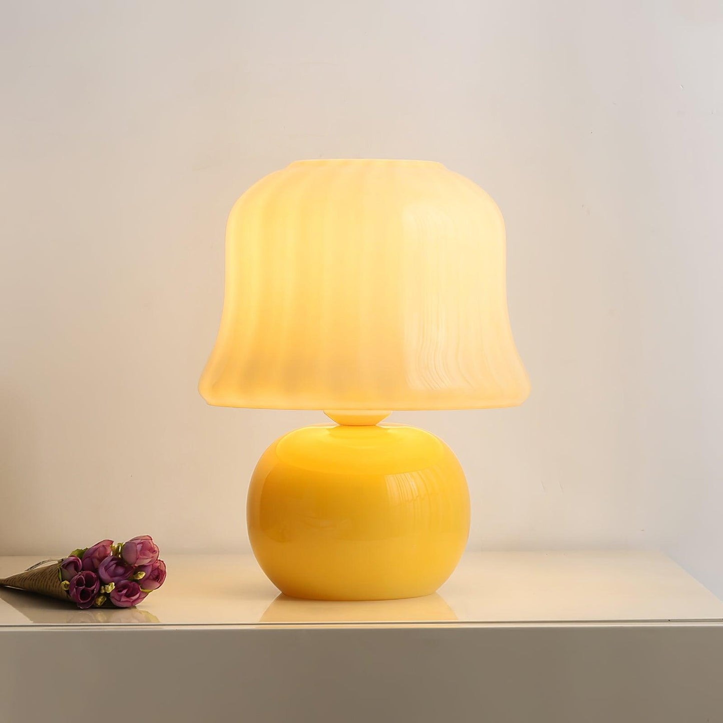 Lampe Champignon en Verre Émail Design Italien