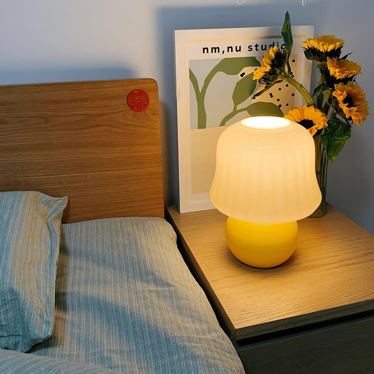 Lampe Champignon en Verre Émail Design Italien