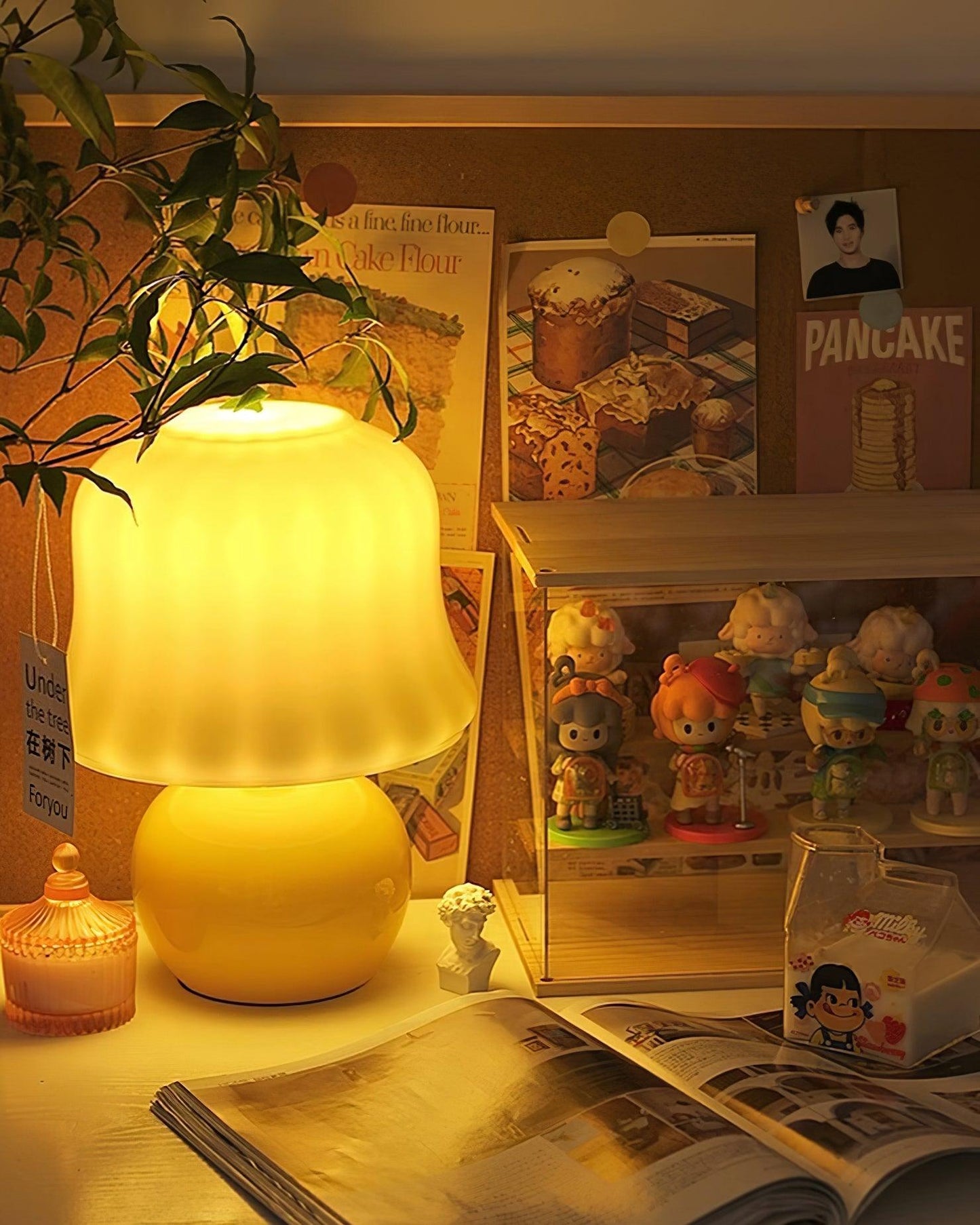 Lampe Champignon en Verre Émail Design Italien