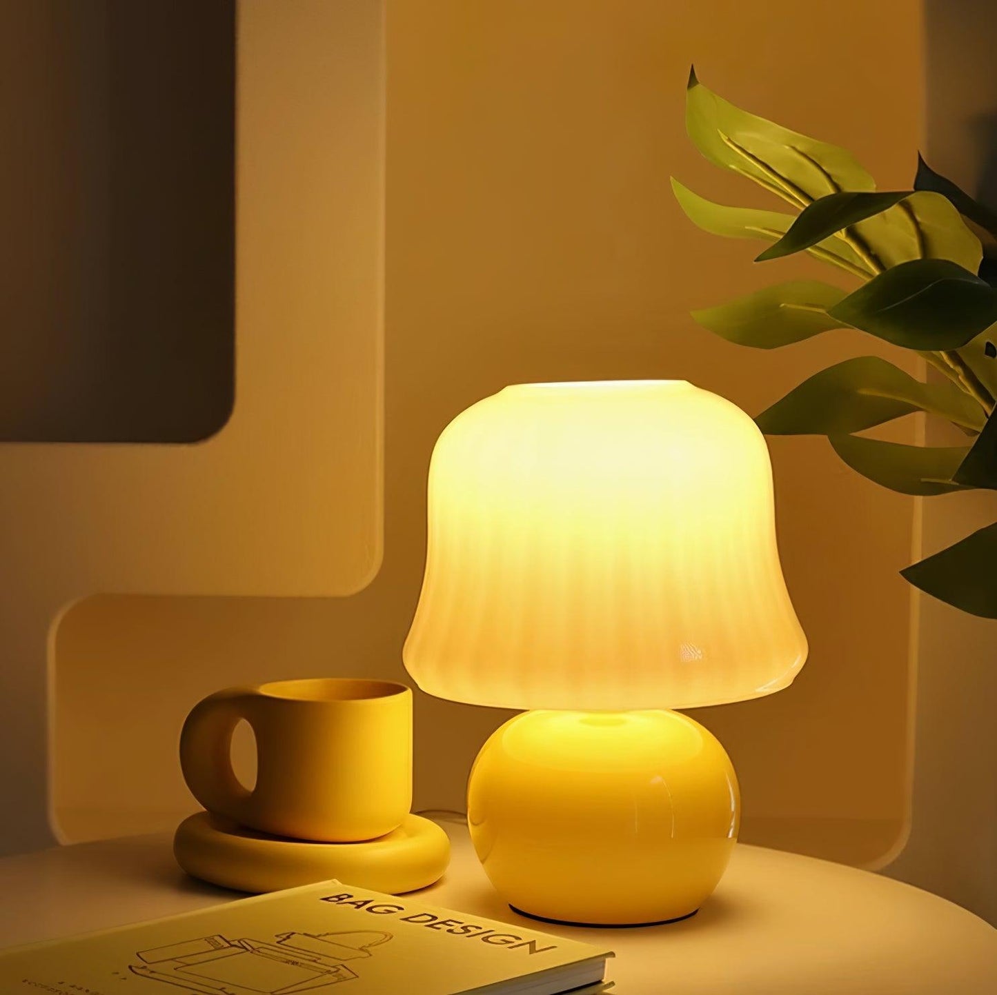 Lampe Champignon en Verre Émail Design Italien