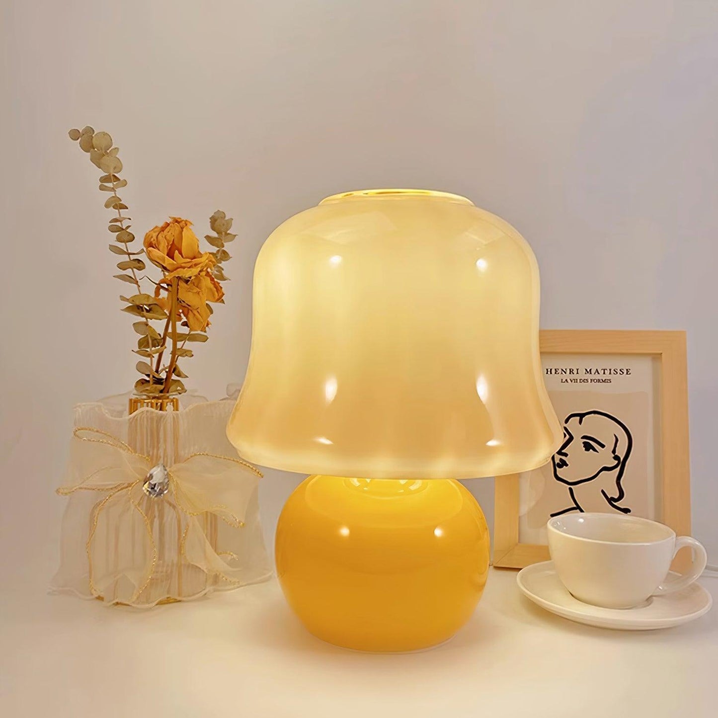 Lampe Champignon en Verre Émail Design Italien
