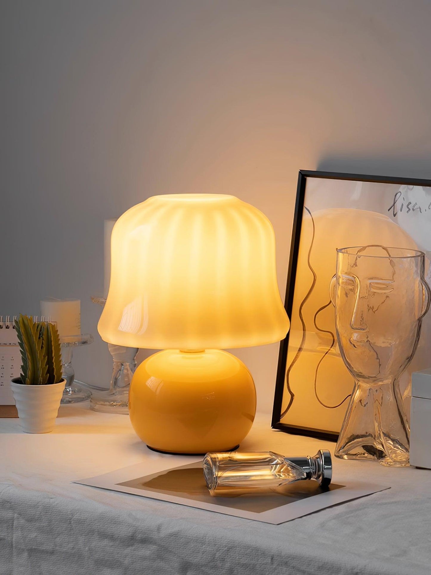 Lampe Champignon en Verre Émail Design Italien