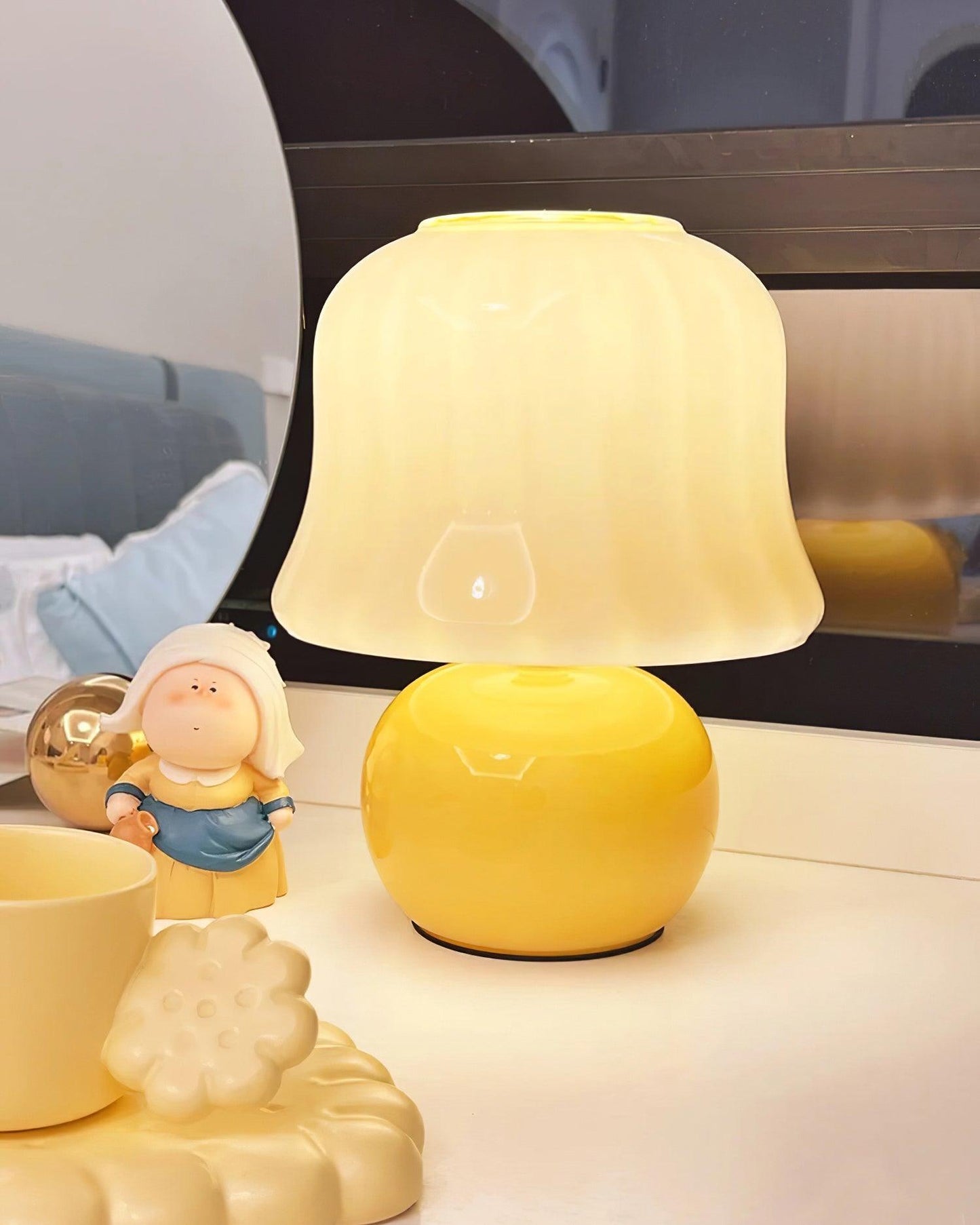 Lampe Champignon en Verre Émail Design Italien