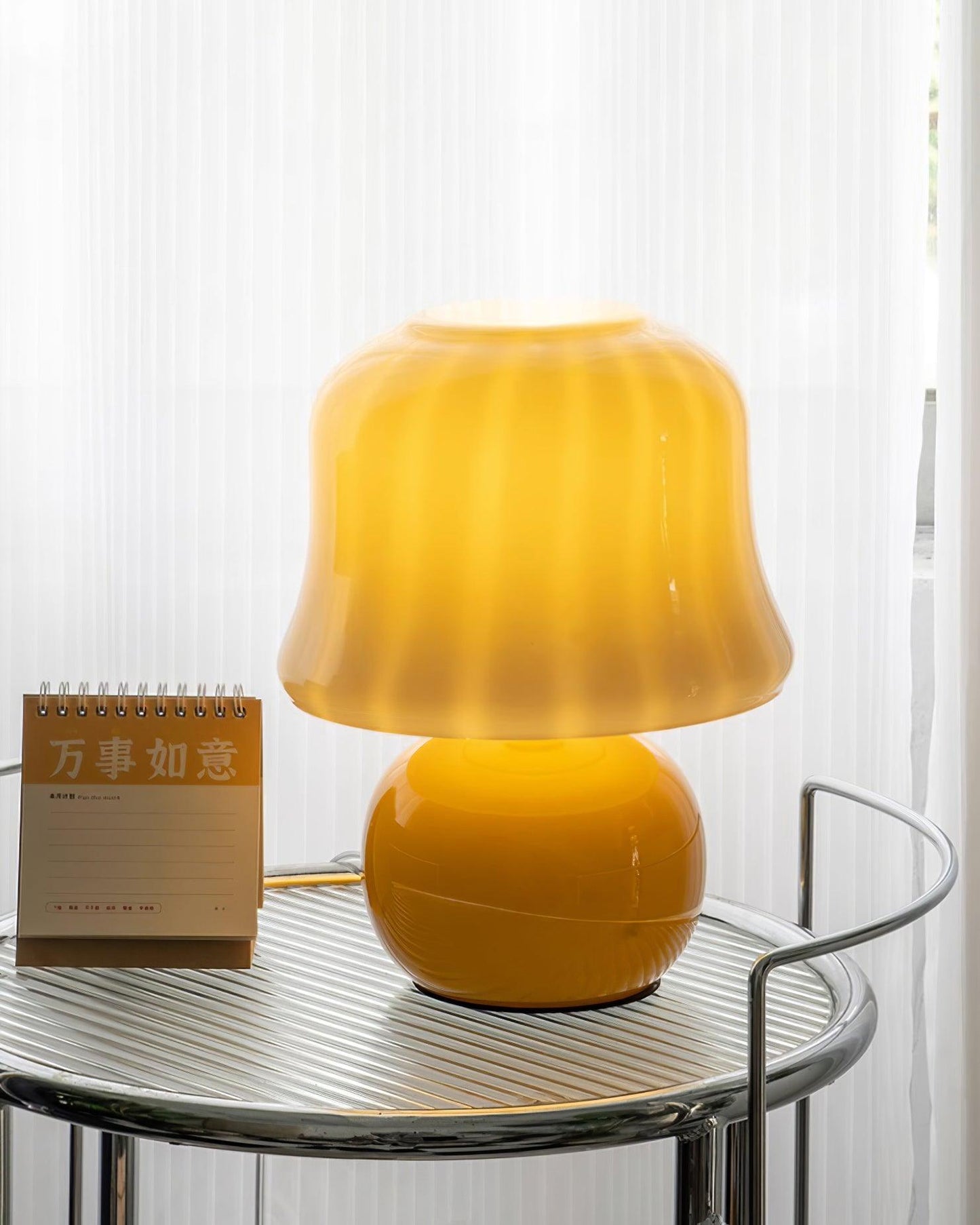 Lampe Champignon en Verre Émail Design Italien