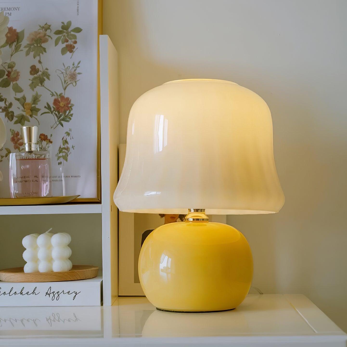 Lampe Champignon en Verre Émail Design Italien