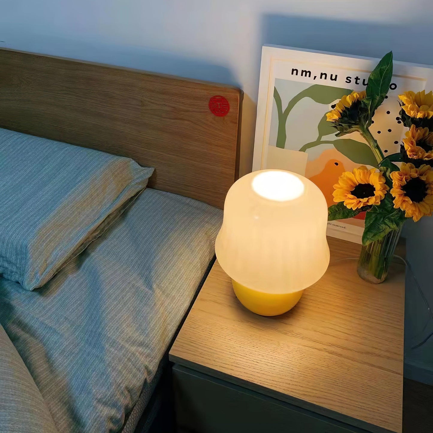 Lampe Champignon en Verre Émail Design Italien