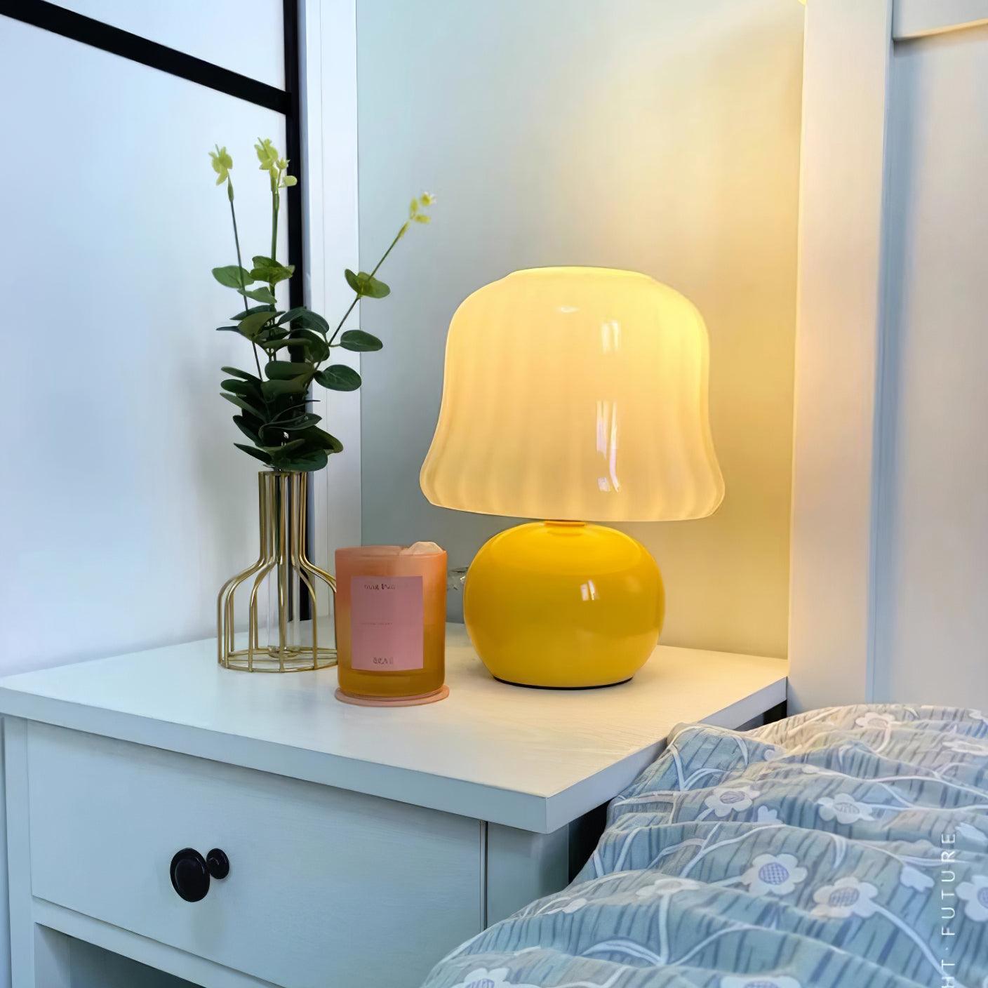 Lampe Champignon en Verre Émail Design Italien