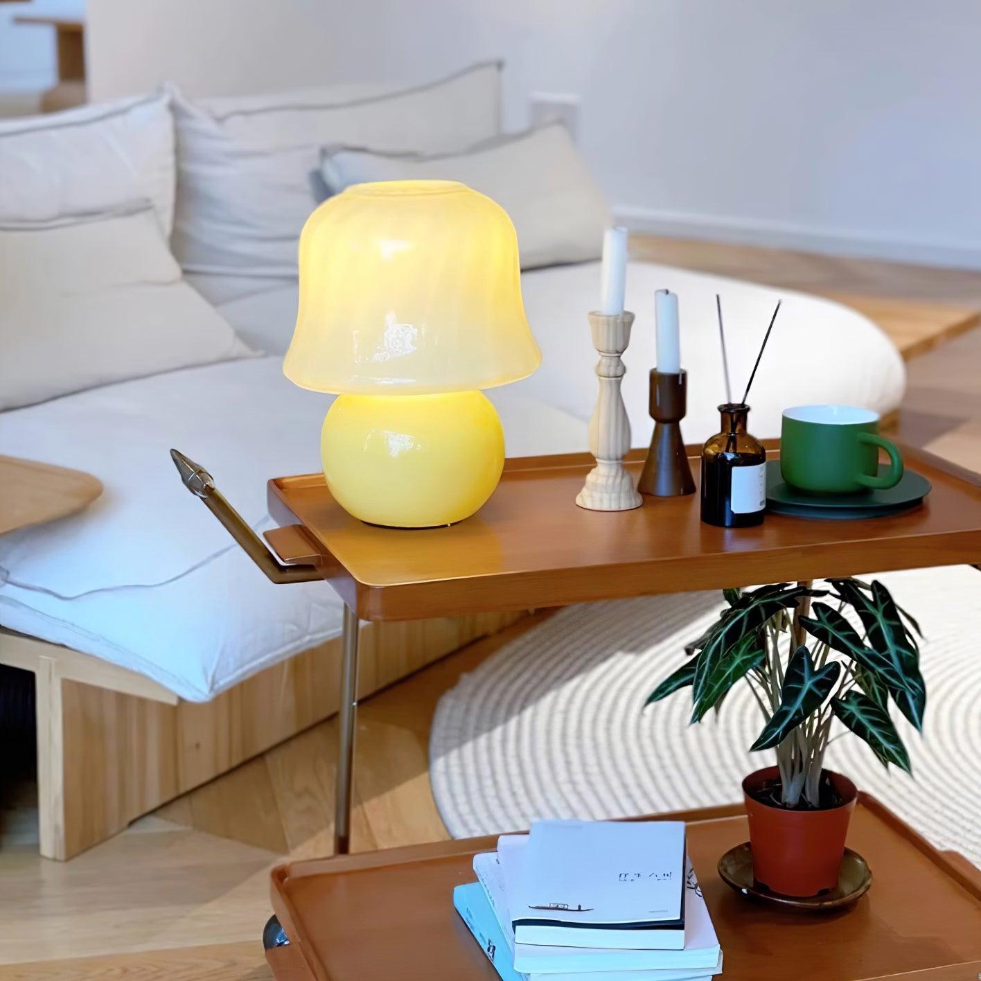 Lampe Champignon en Verre Émail Design Italien